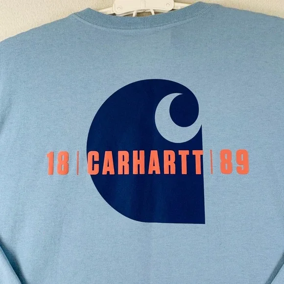 NWT Carhartt C Graphic T-Shirt Mens Relaxed Fit Heavyweight Long Sleeve 2XL Blue - Picture 6 of 11